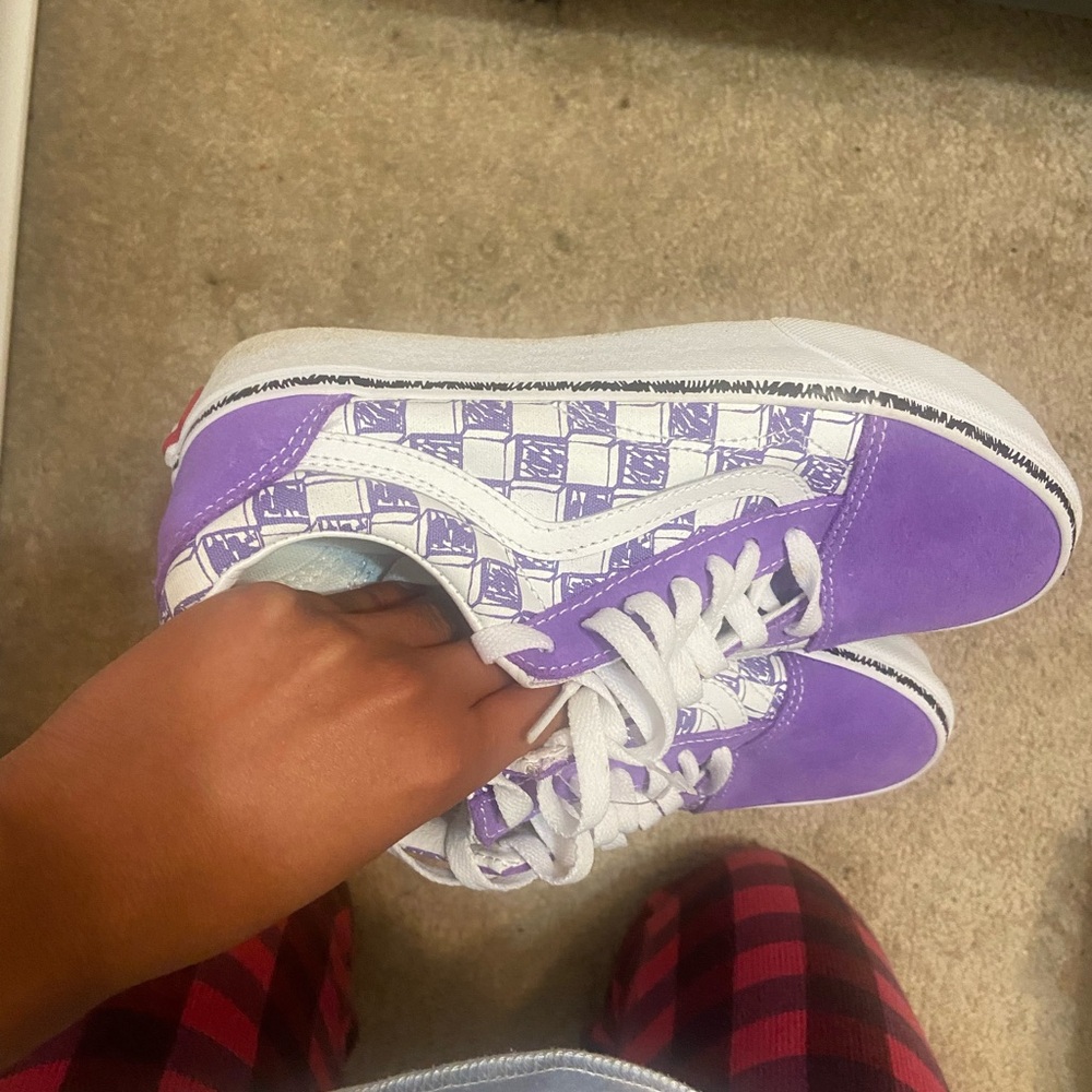 lavender checkerboard vans
